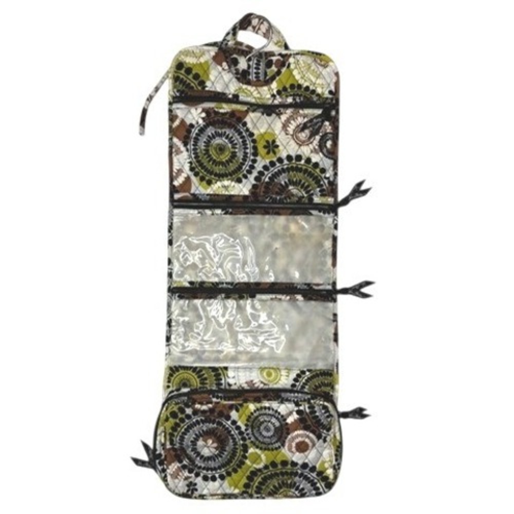 Vera Bradley Coca Moss Hanging Travel Toiletry Organizer Brown Green Medallions - Picture 7 of 11
